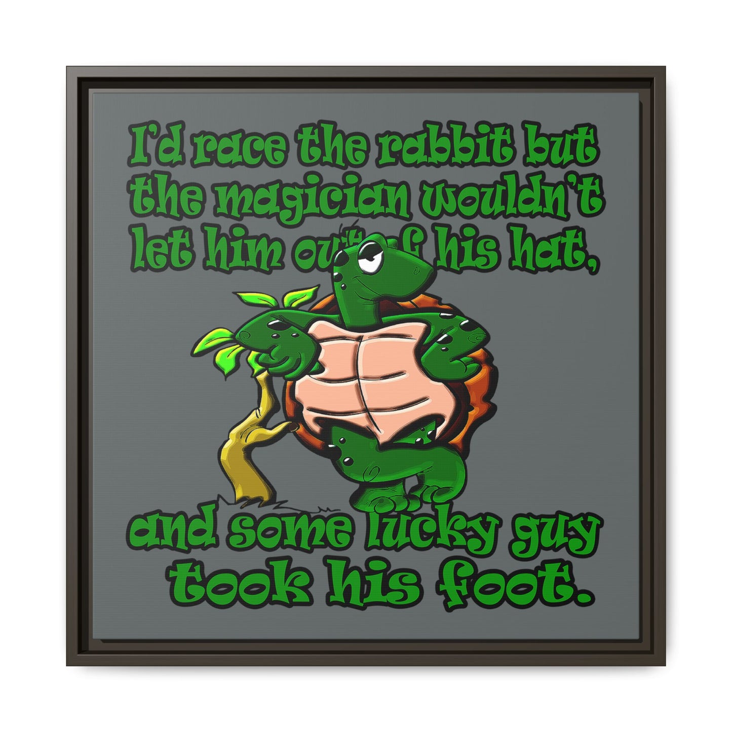 turtle race - framed canvas art (dark grey)