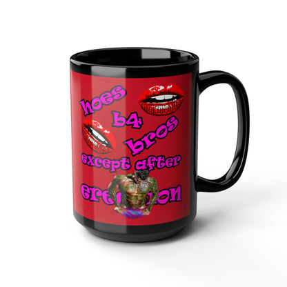 hoes b4 bros - Black Mug (dark red)