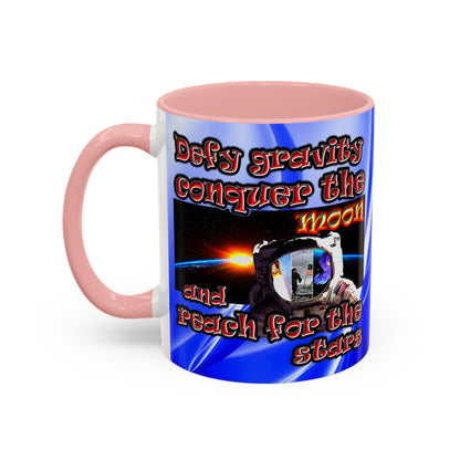 defy conquer reach - Accent Mug (blue-white wave)