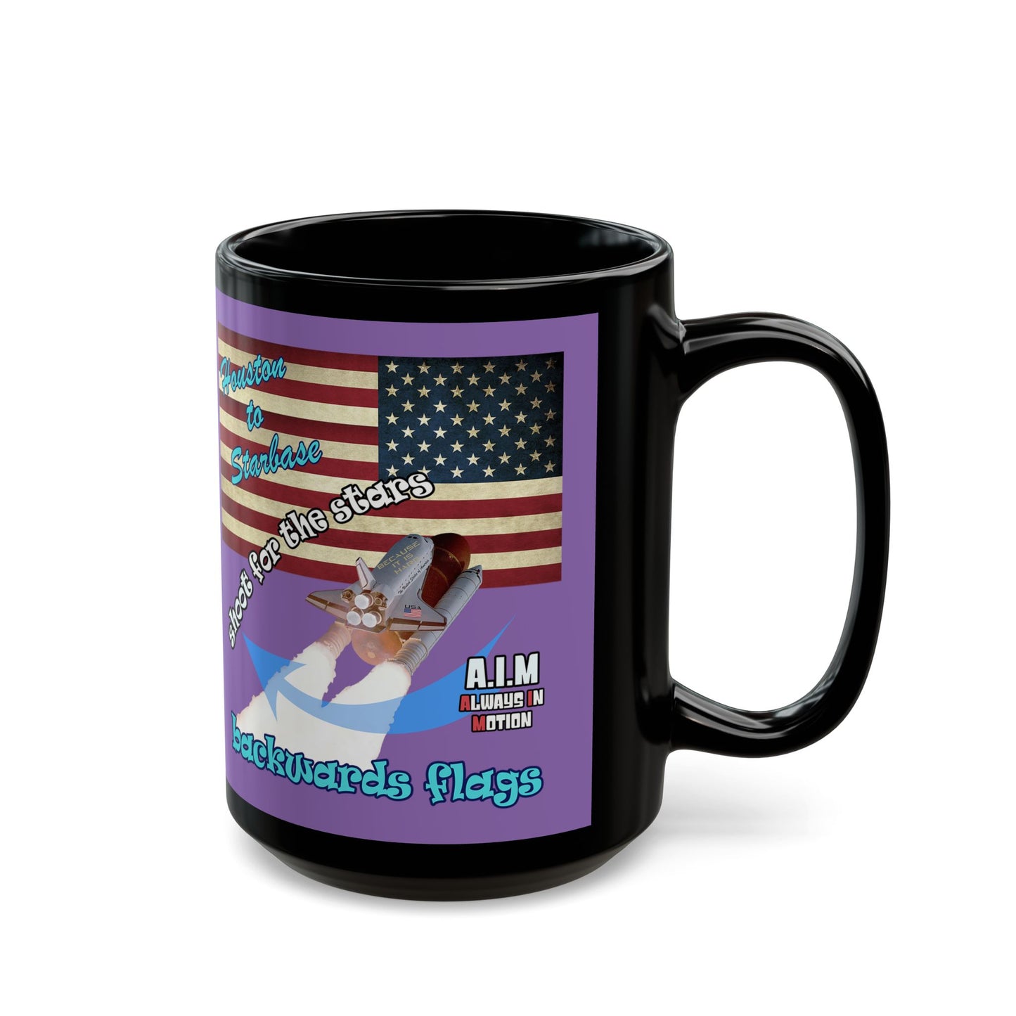 shoot for the stars - Black Mug (light purple)