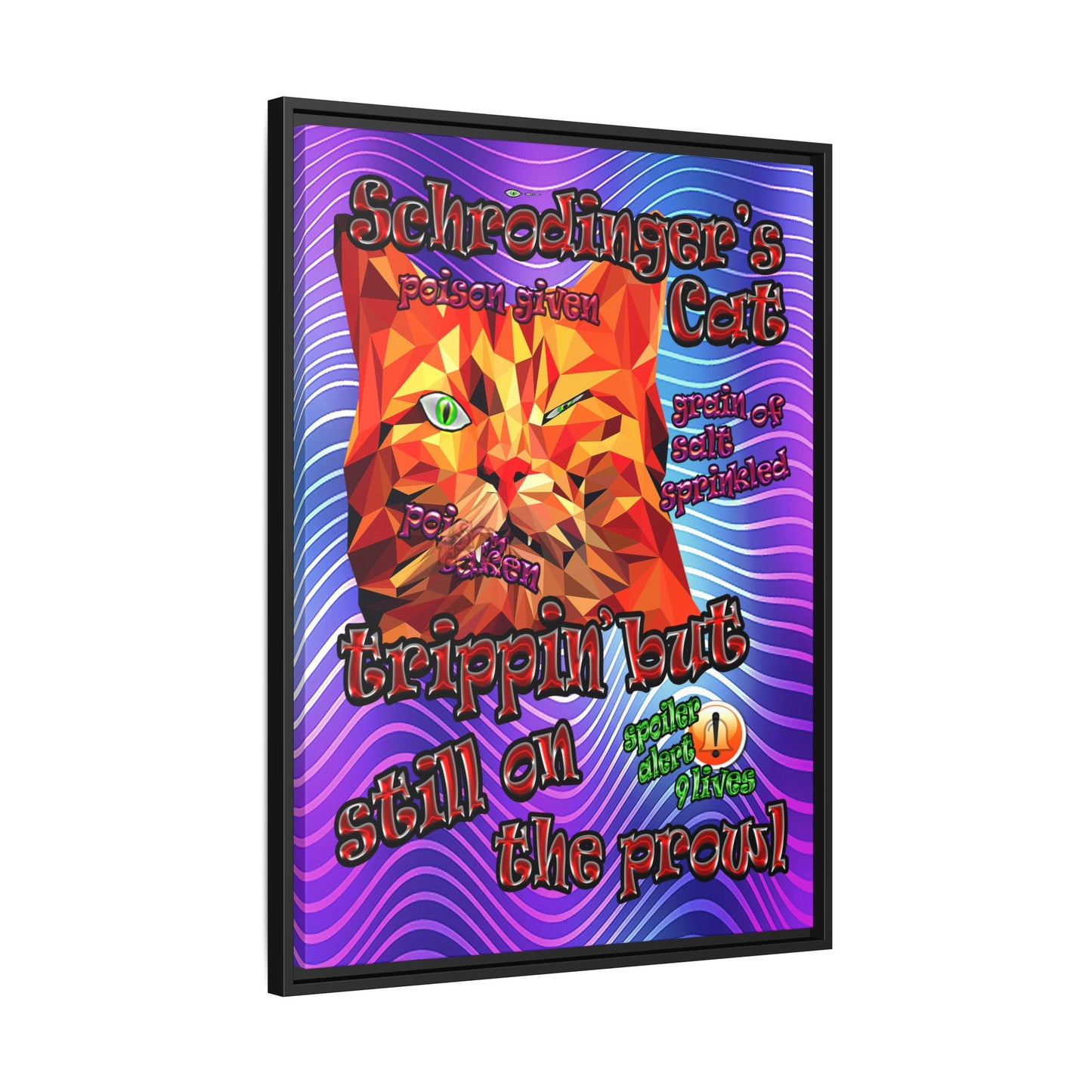 schrodinger's cat - framed canvas art (purple wave)