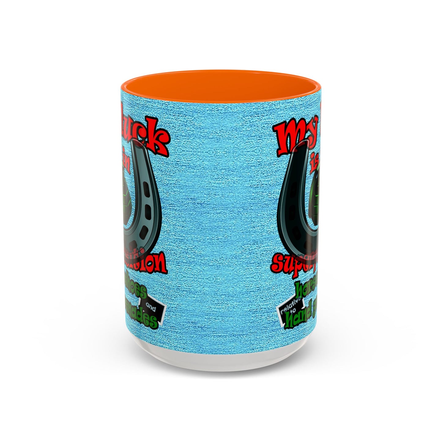 my luck - Accent Mug (faded dark blue)