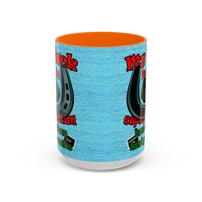 my luck - Accent Mug (faded dark blue)