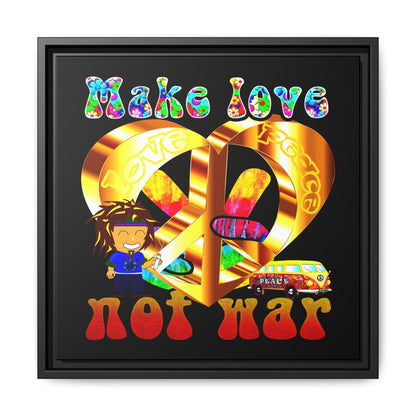 love peace - framed canvas art (black)