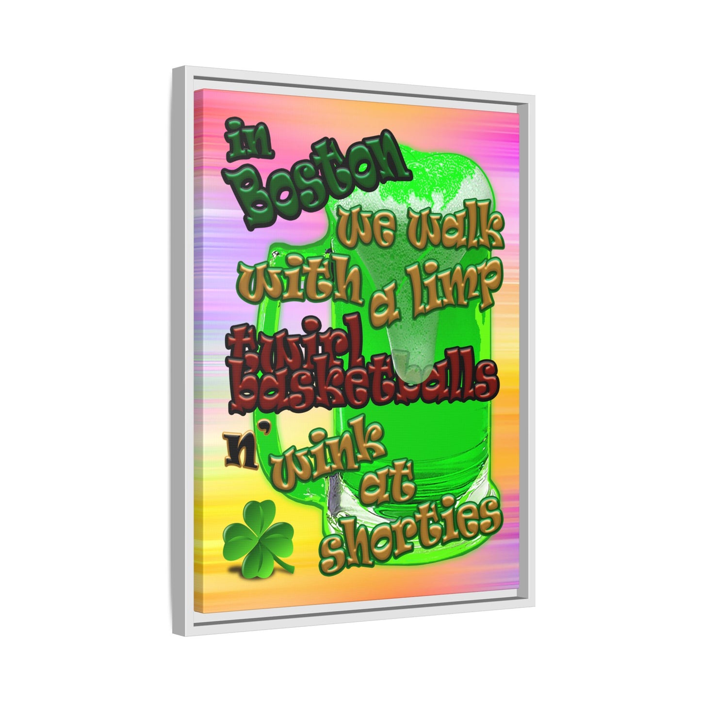 celtics logo - framed canvas art (color blur)