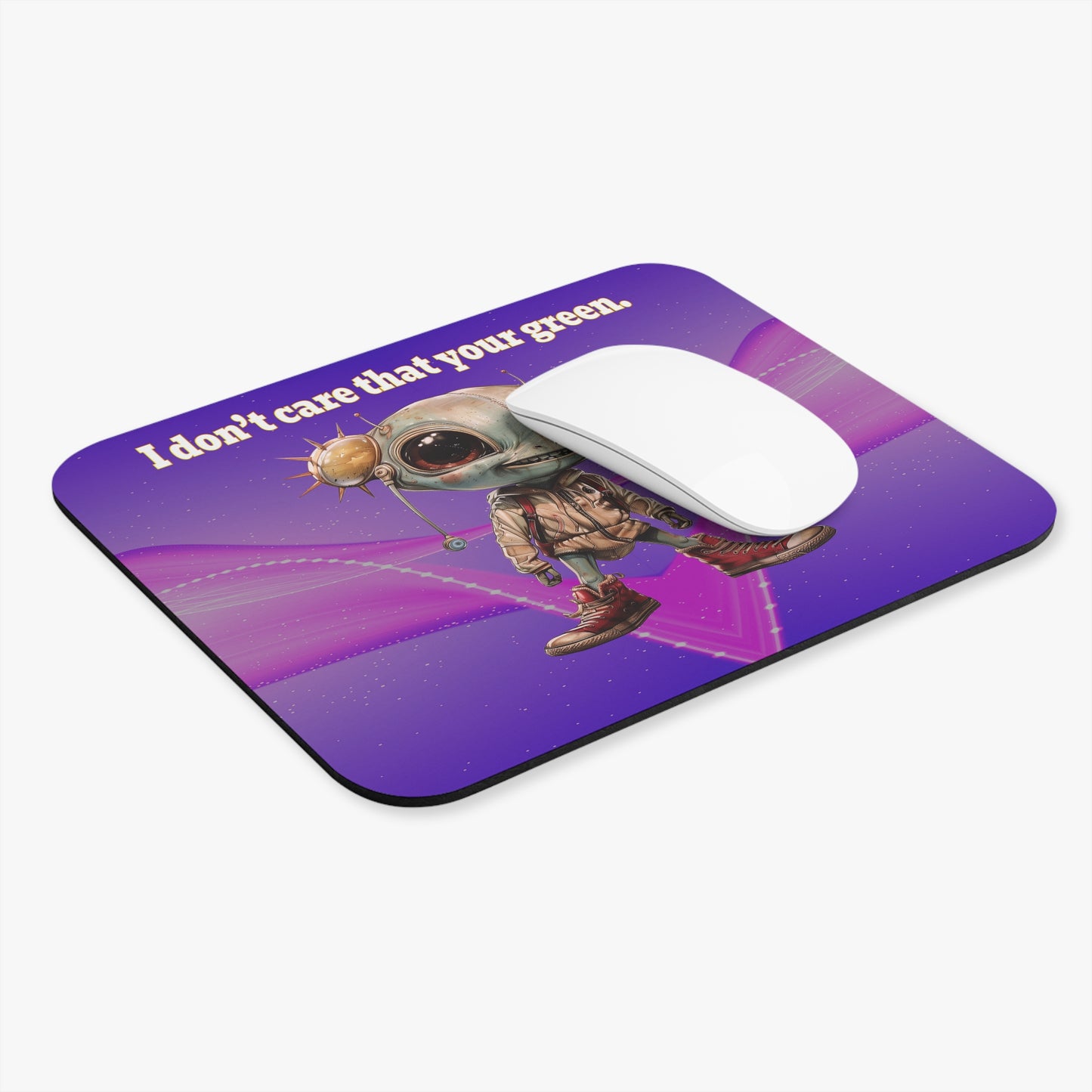 I don't care that your green - Mouse Pad (Rectangle) (purple-pink wave)