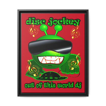 disc jockey - framed canvas art (dark red)