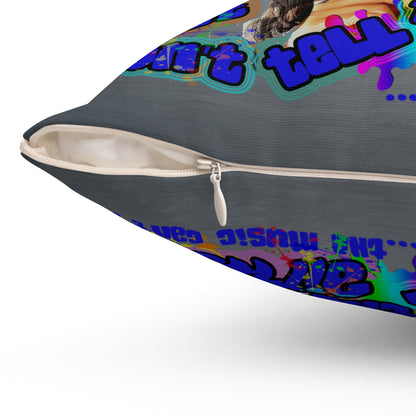 drop the beat - Spun Polyester Square Pillow - (grey-light grey)