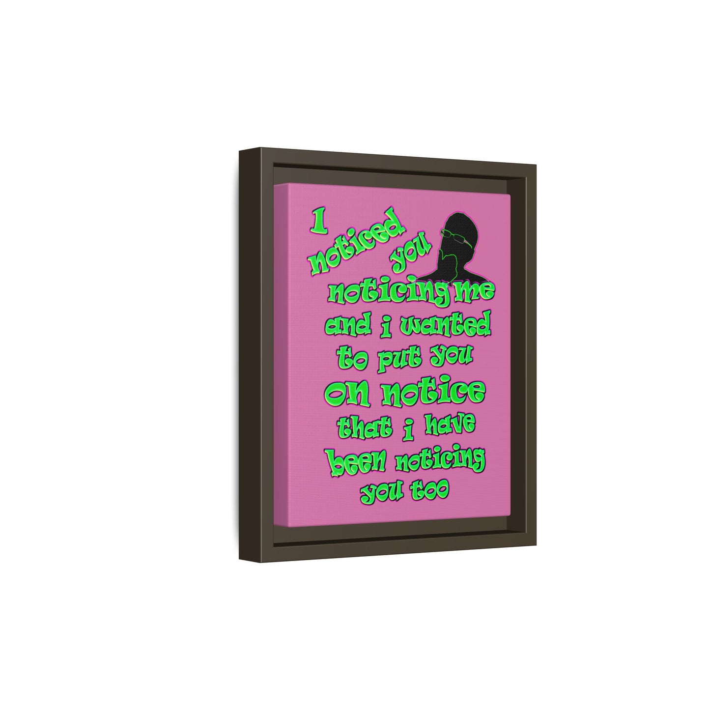 noticed you noticing - framed canvas art (light pink)