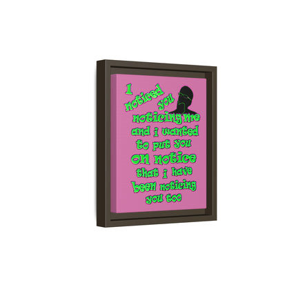 noticed you noticing - framed canvas art (light pink)