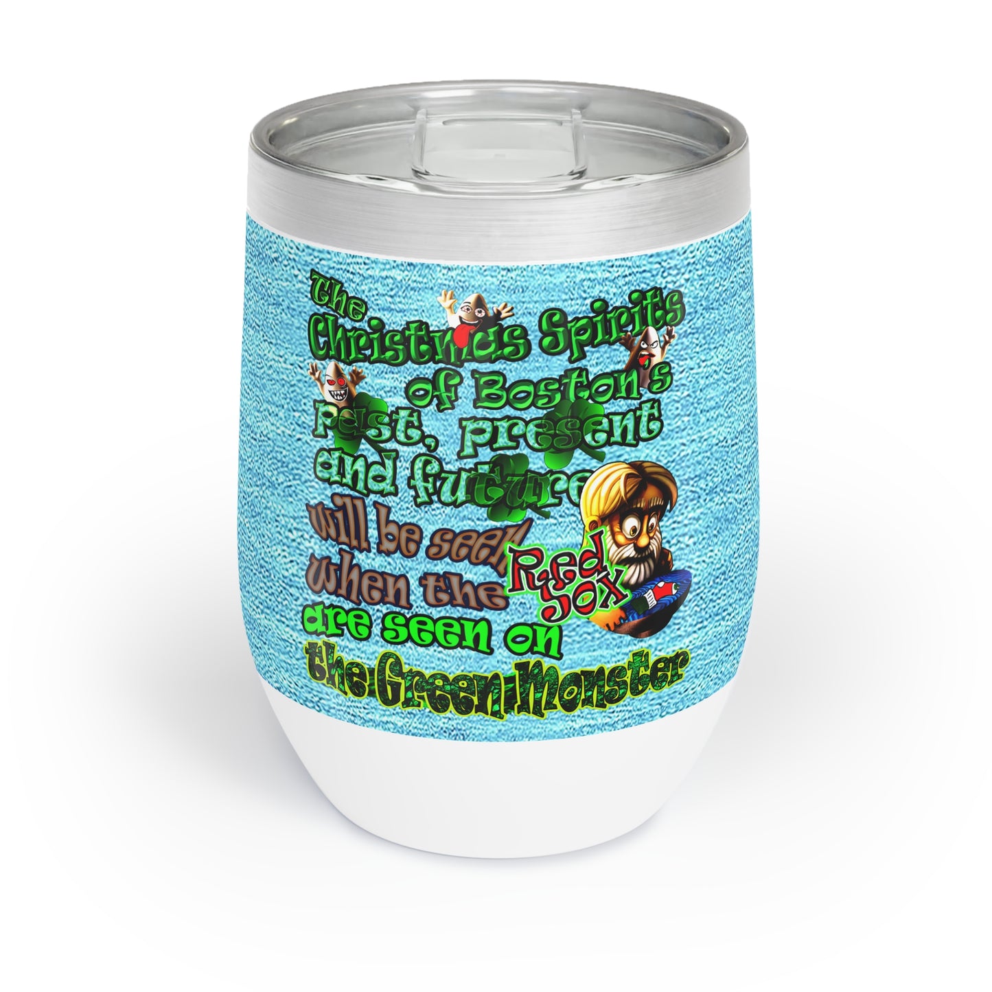 christmas spirits of boston - Chill Wine Tumbler (faded blue)