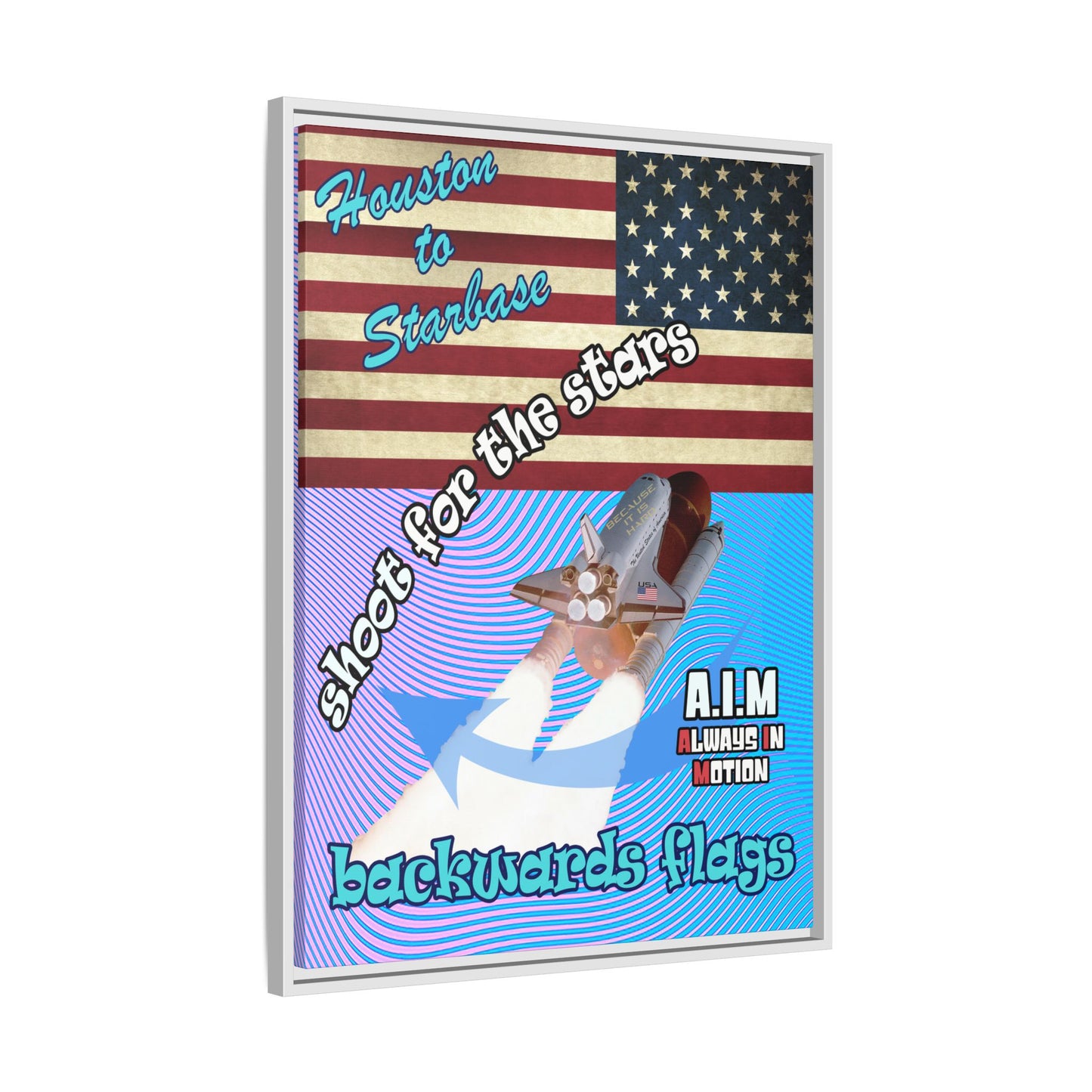 shoot for the stars - framed canvas art (light blue-purple wave)