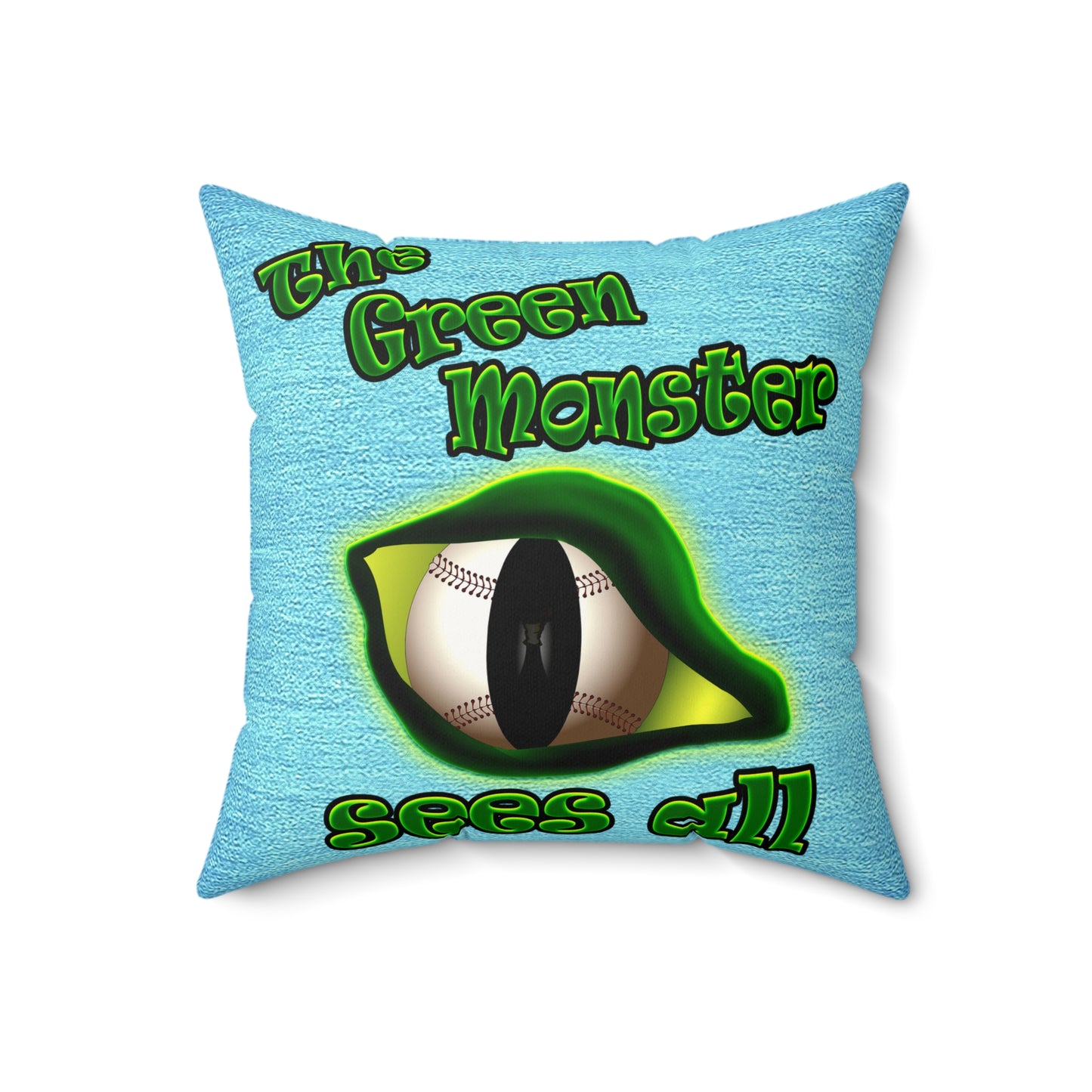 green monster - Faux Suede Square Pillow - (faded blue)
