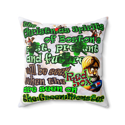 christmas spirits of boston - Spun Polyester Square Pillow - (white marble)