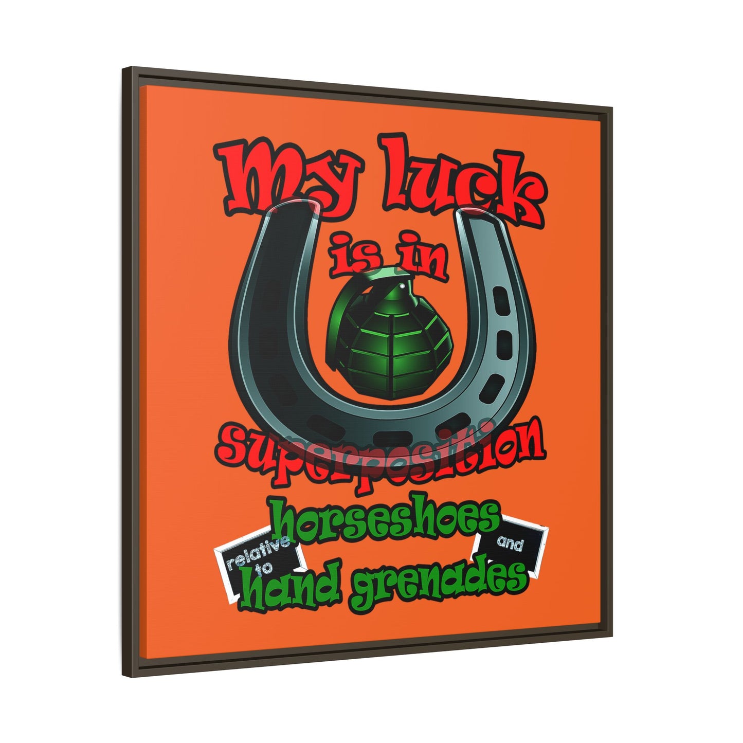 my luck - framed canvas art (orange)