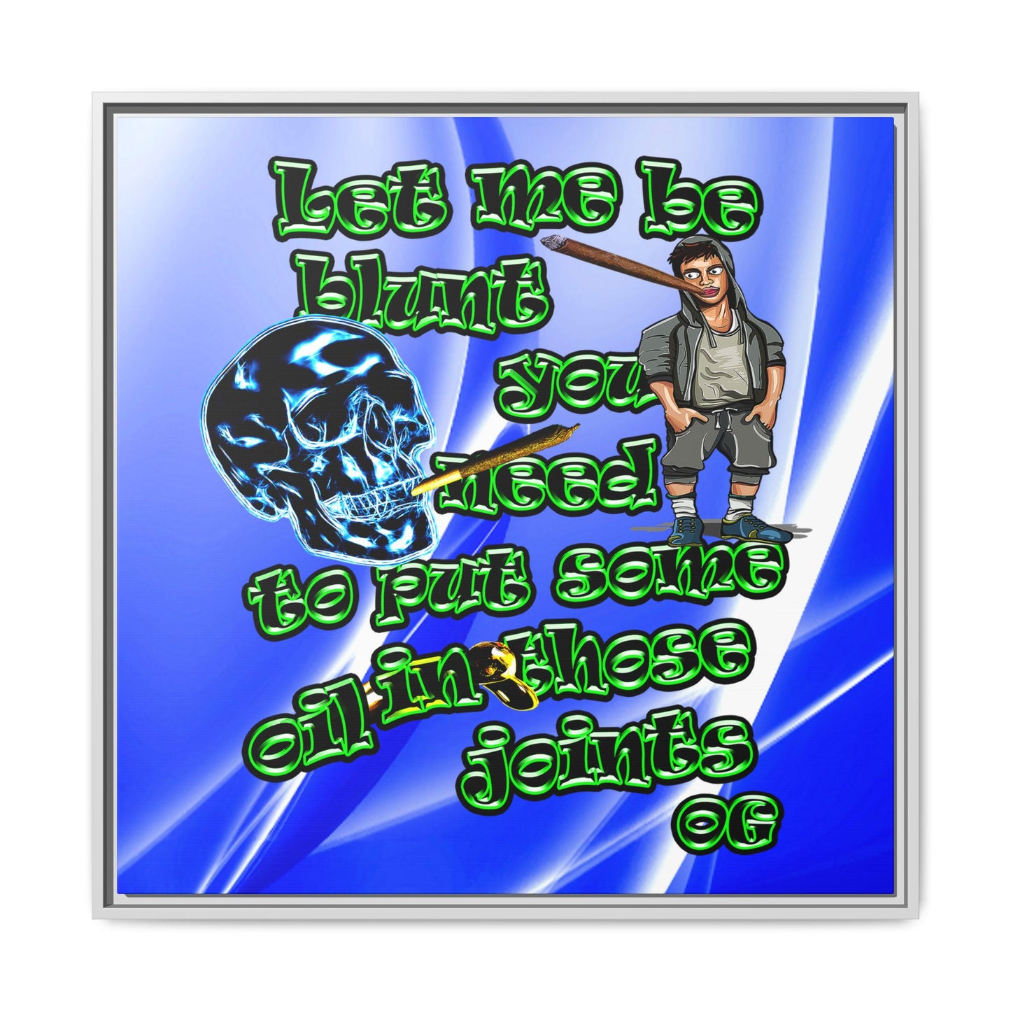 og - framed canvas art (blue-white wave)