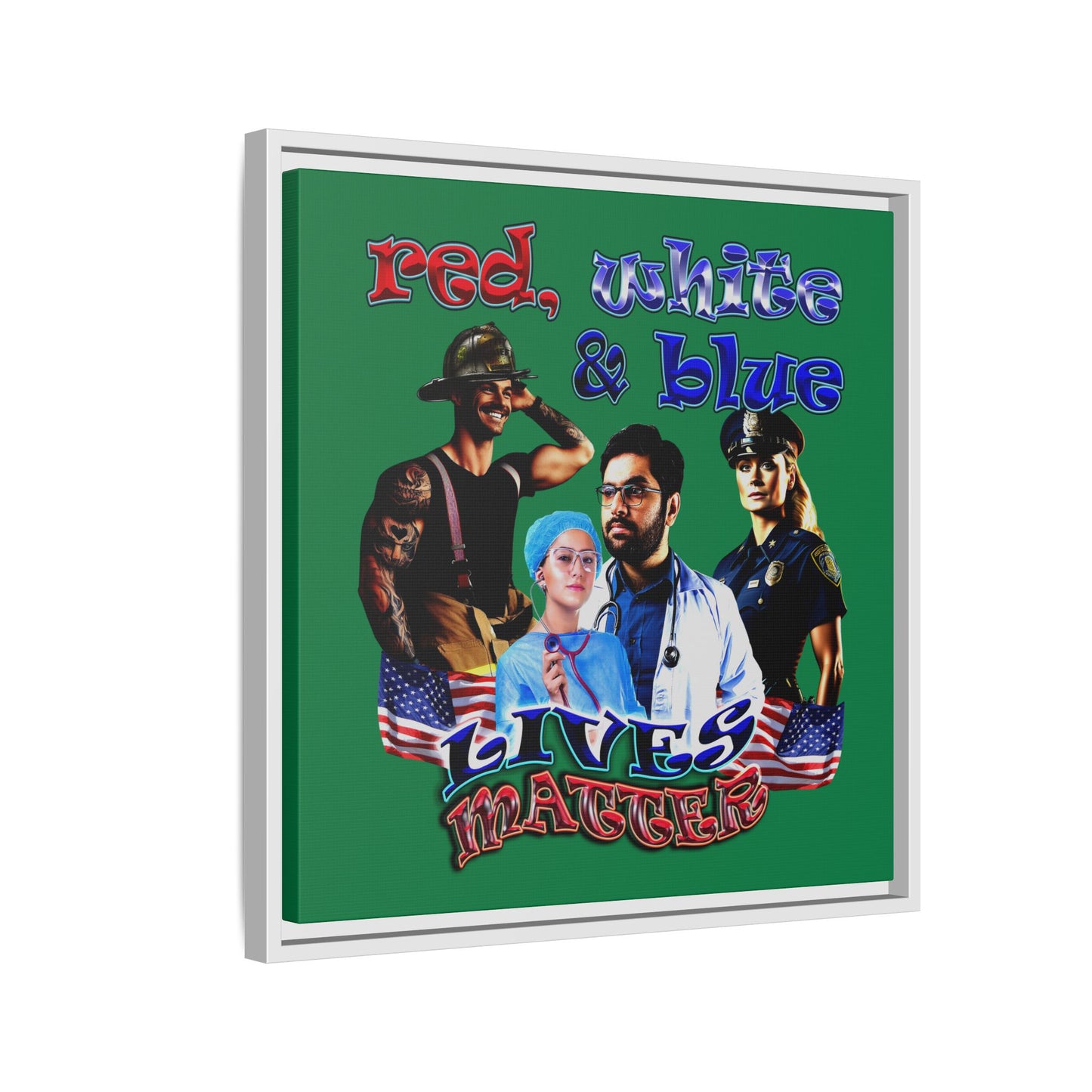 rw&b lives matter - framed canvas art (dark green)