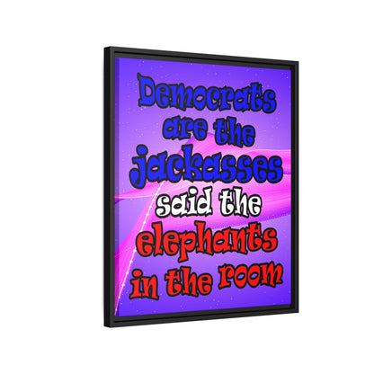 donkeys and elephants - framed canvas art (purple-pink wave)