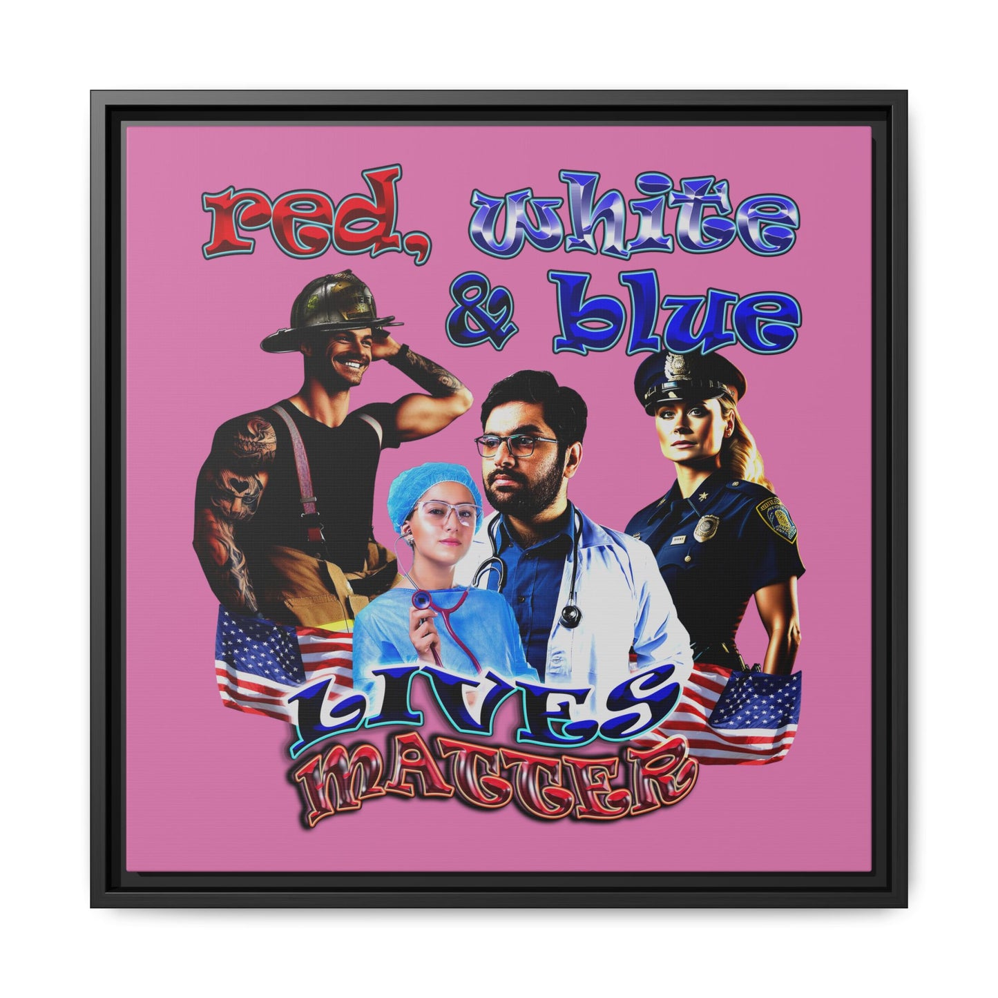rw&b lives matter - framed canvas art (light pink)
