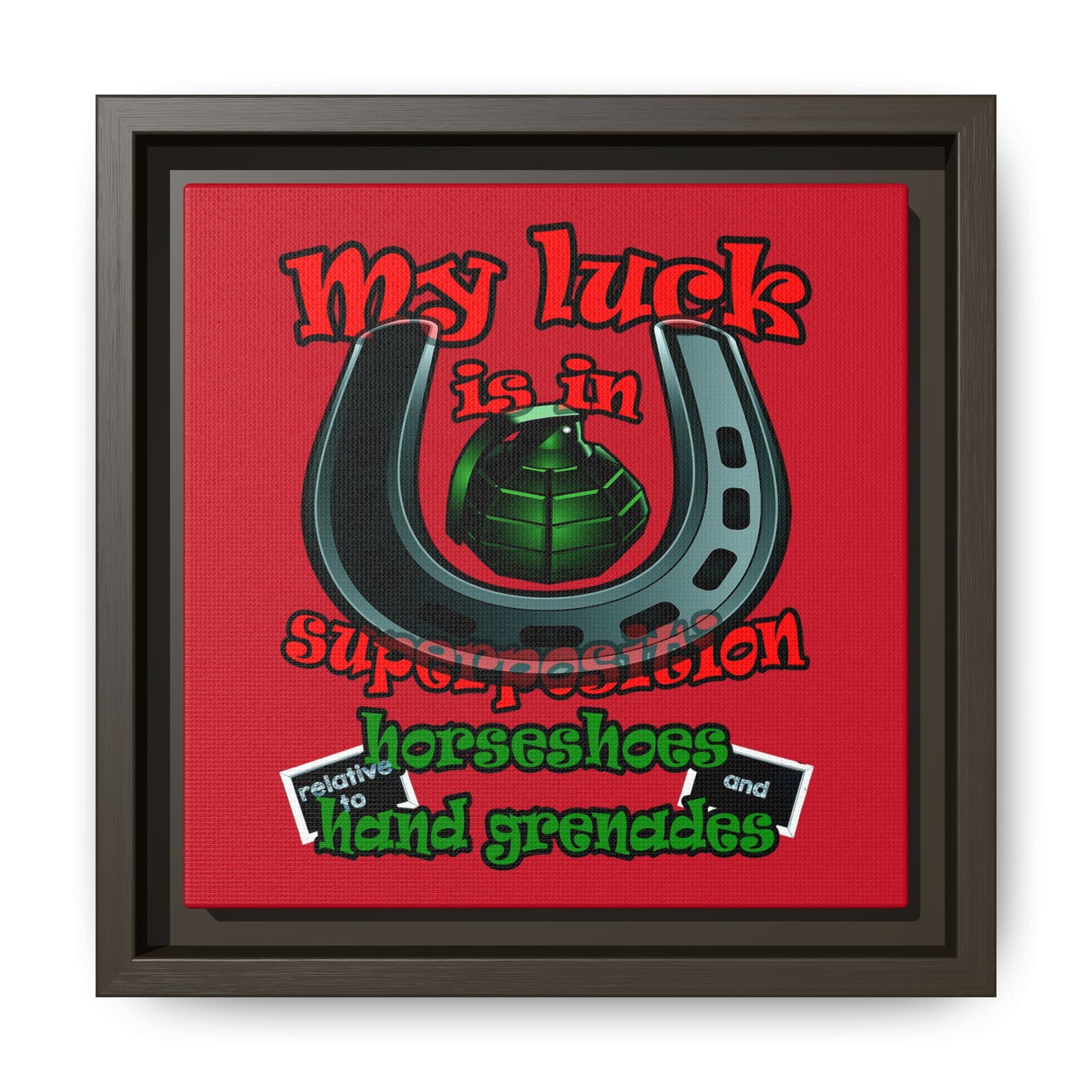 my luck - framed canvas art (dark red)