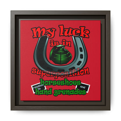 my luck - framed canvas art (dark red)