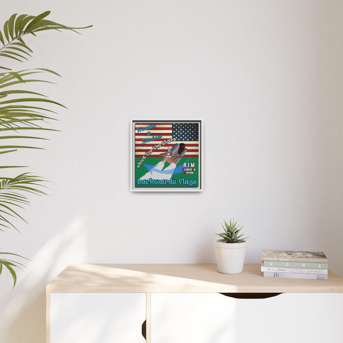 shoot for the stars - framed canvas art (dark green)