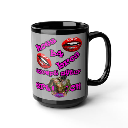 hoes b4 bros - Black Mug (light grey)