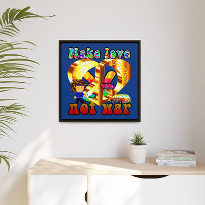 love peace - framed canvas art (dark blue)