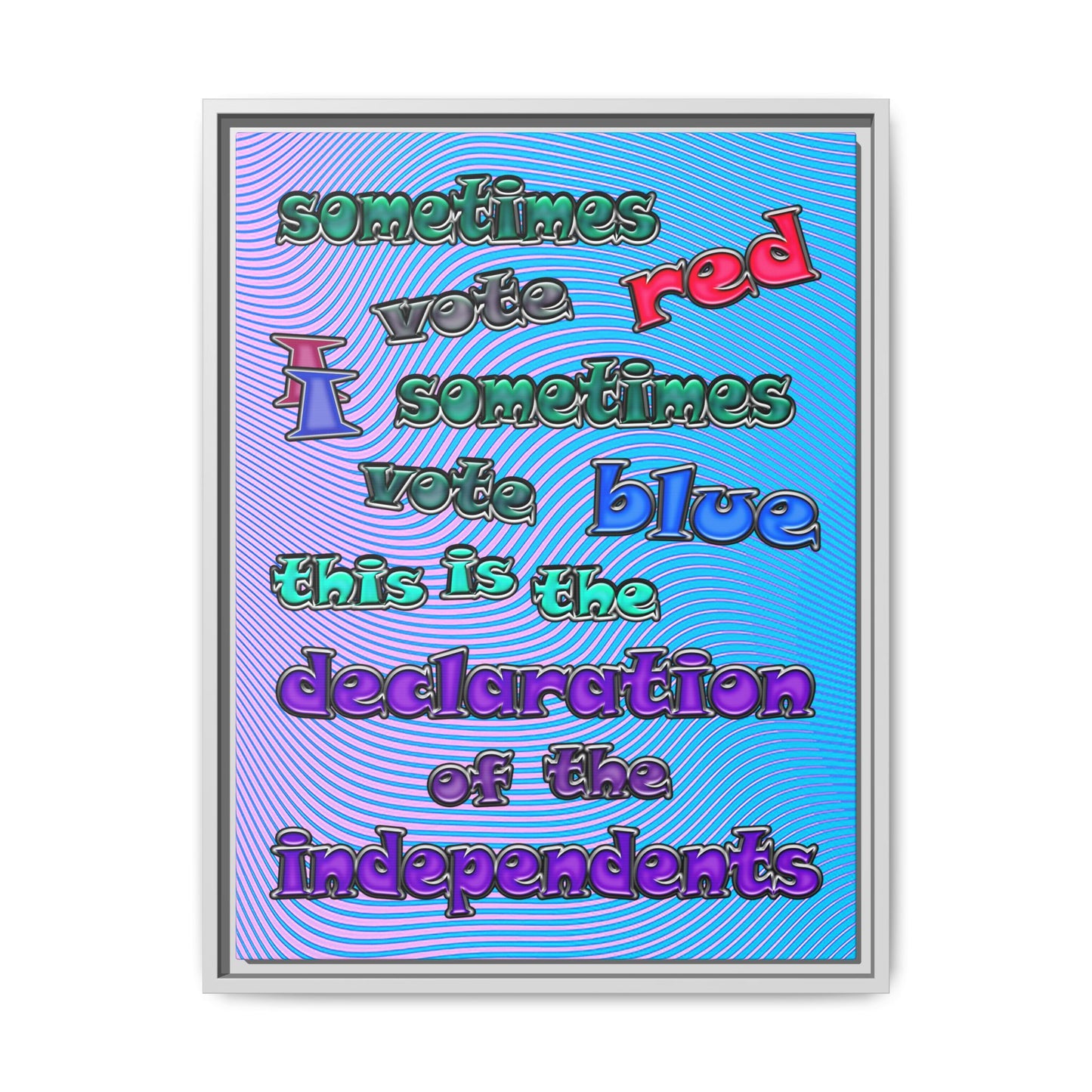 declaration of the independents - framed canvas art (light blue-purple wave)