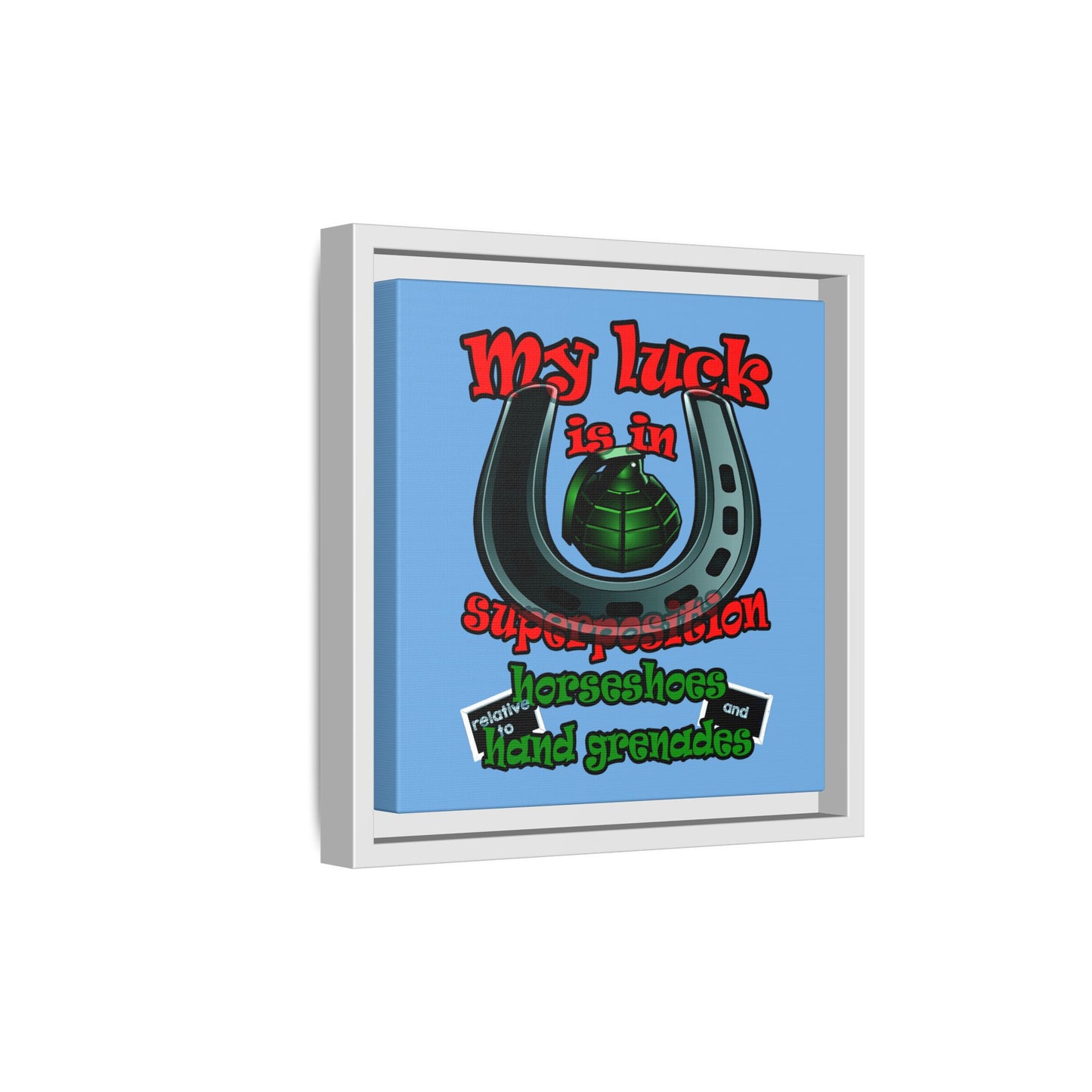 my luck - framed canvas art (light blue)