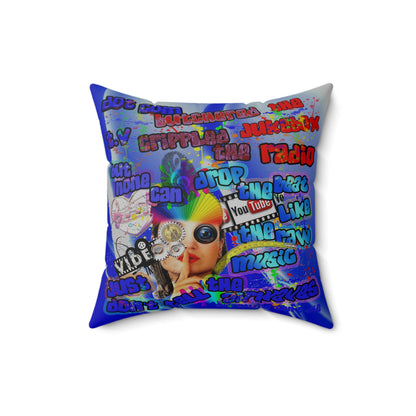 drop the beat - Spun Polyester Square Pillow - (blue-white wave)
