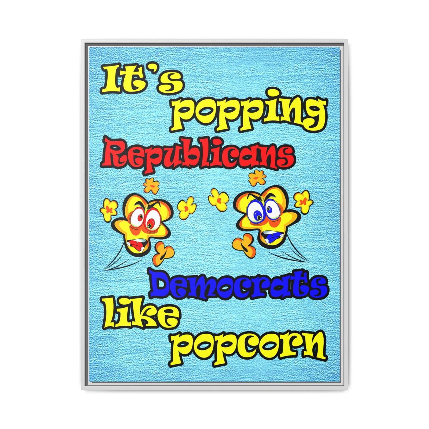 popping like popcorn - framed canvas art (faded dark blue)