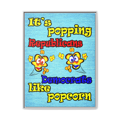 popping like popcorn - framed canvas art (faded dark blue)