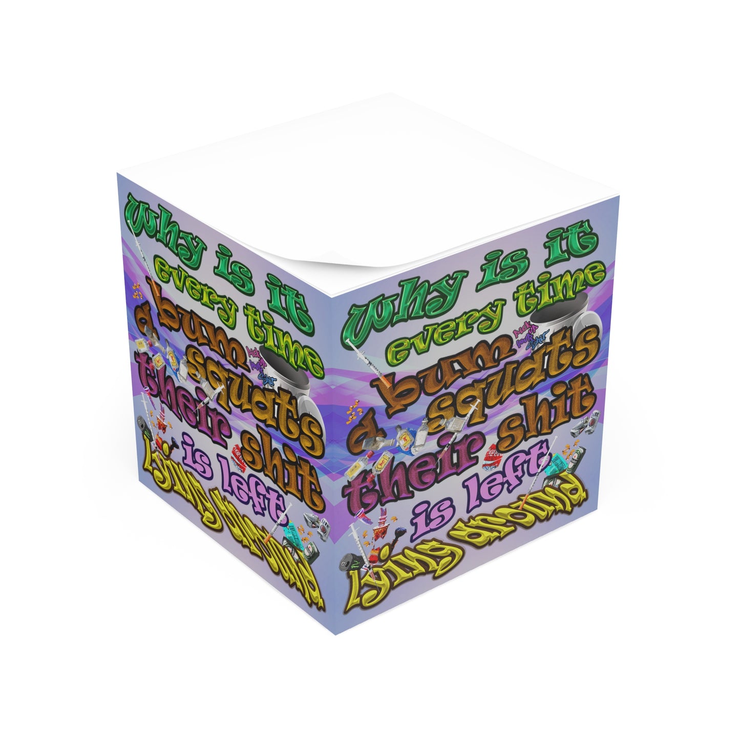 the bum's shit - note cube (light blue-pink wave)