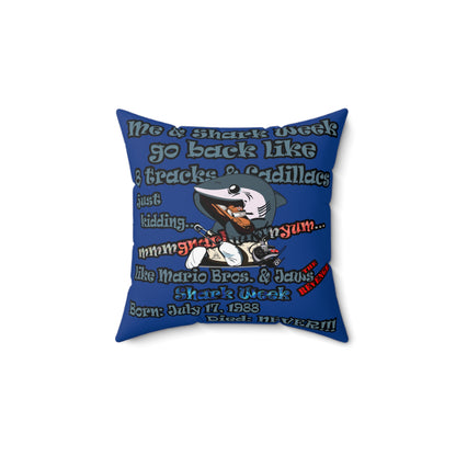 shark week - Spun Polyester Square Pillow - (dark blue)