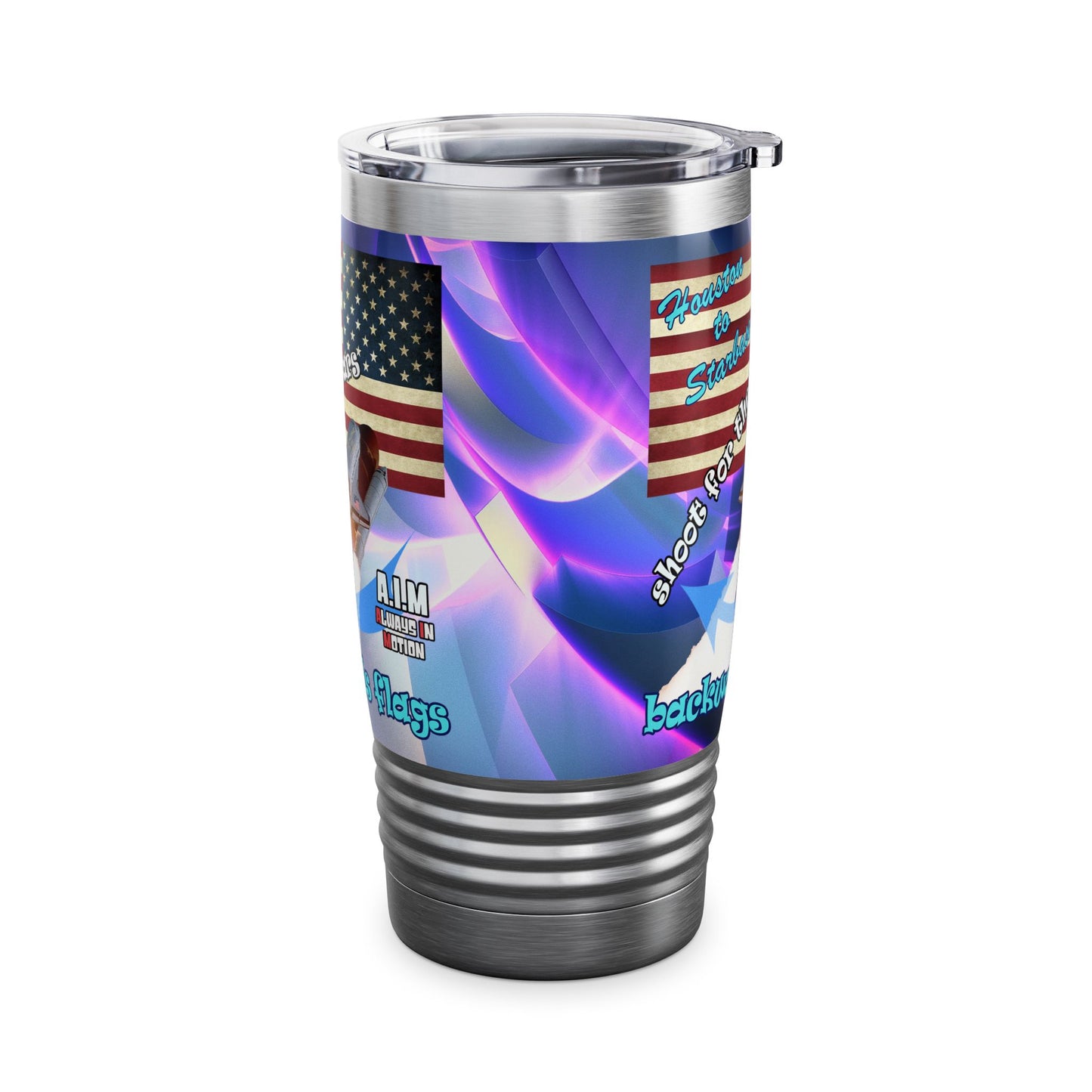 shoot for the stars - Ringneck Tumbler, 20oz (grey-pink wave)