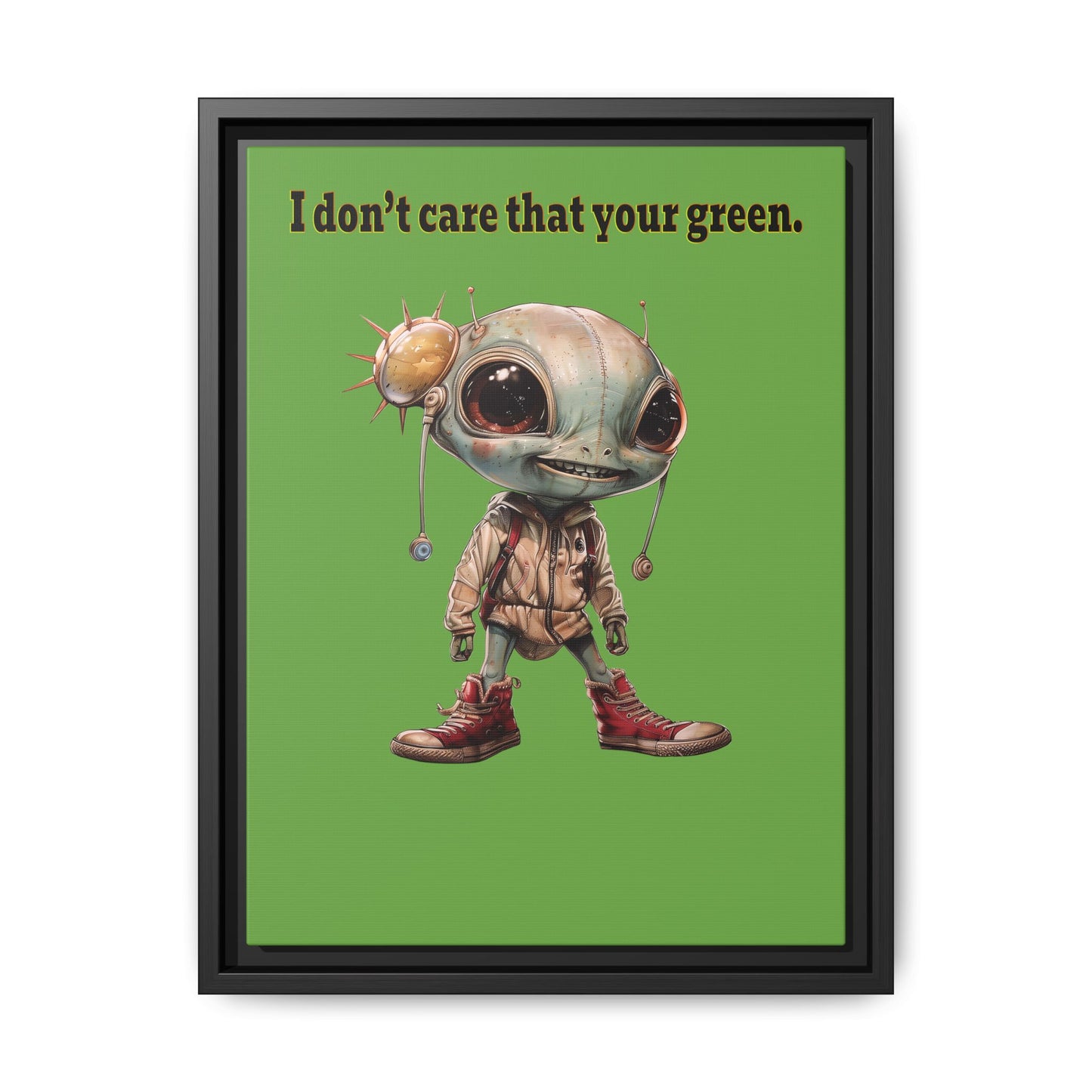 I don't care that your green - framed canvas art (green)