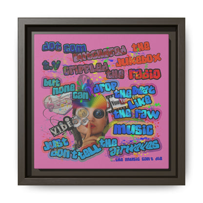 drop the beat - framed canvas art (light pink)