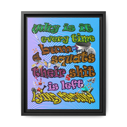 the bum's shit - framed canvas art (light blue-purple wave)