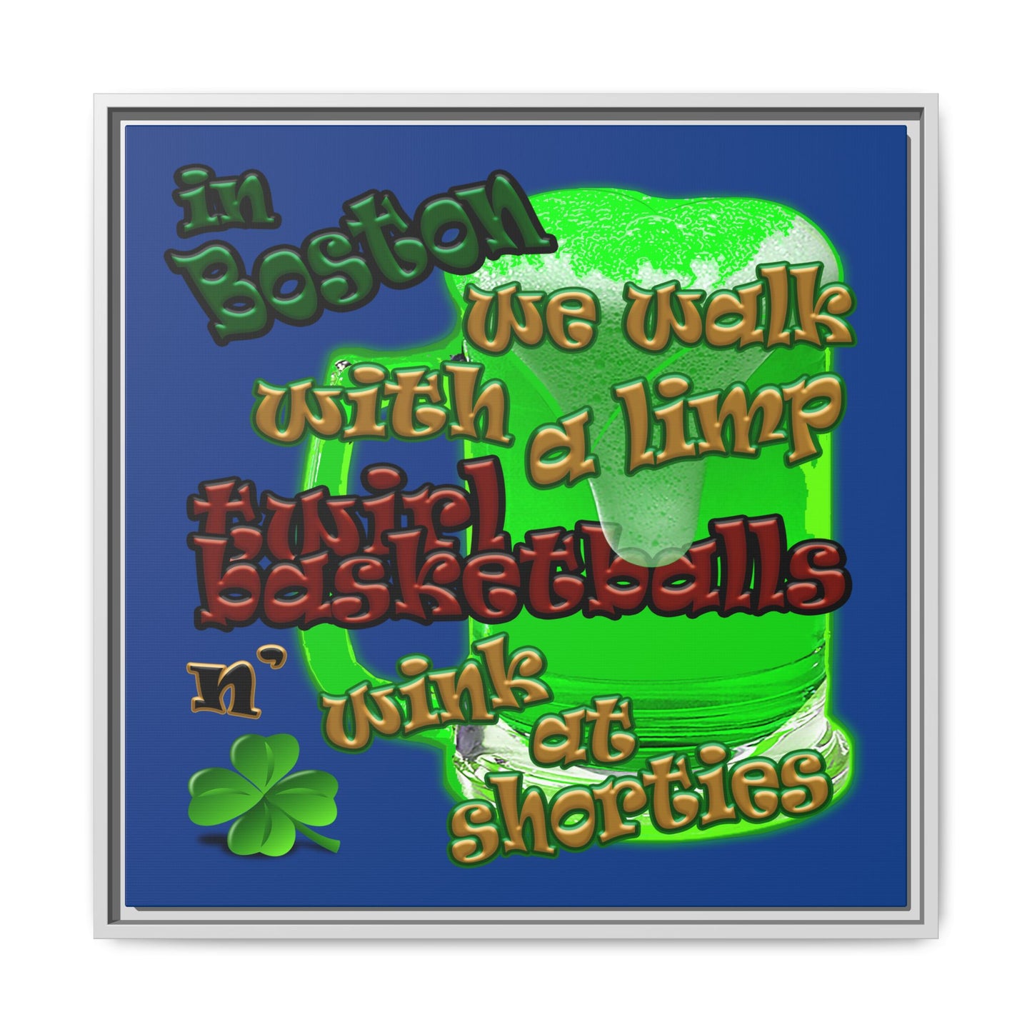 celtics logo - framed canvas art (dark blue)