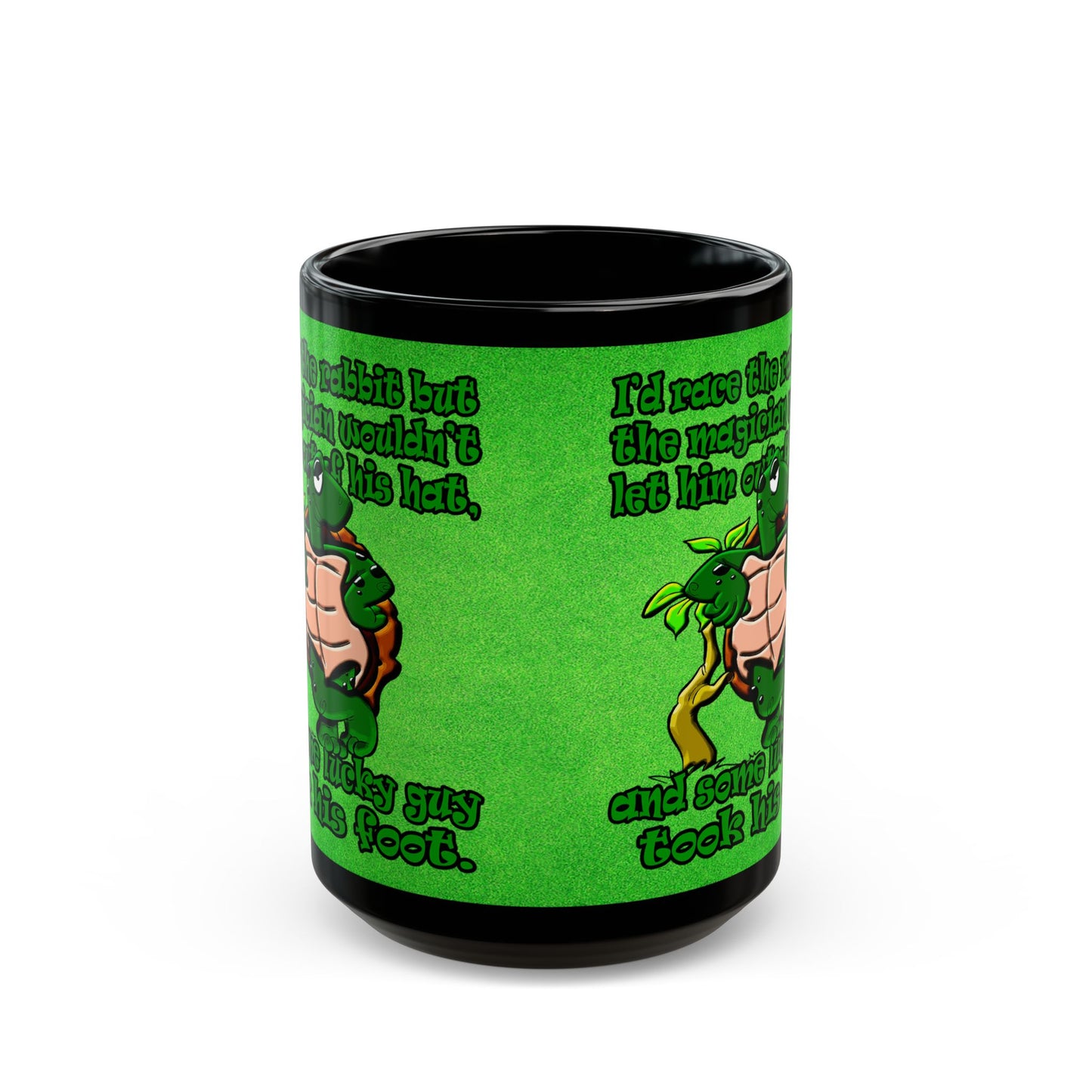 turtle race - Black Mug (green turf)