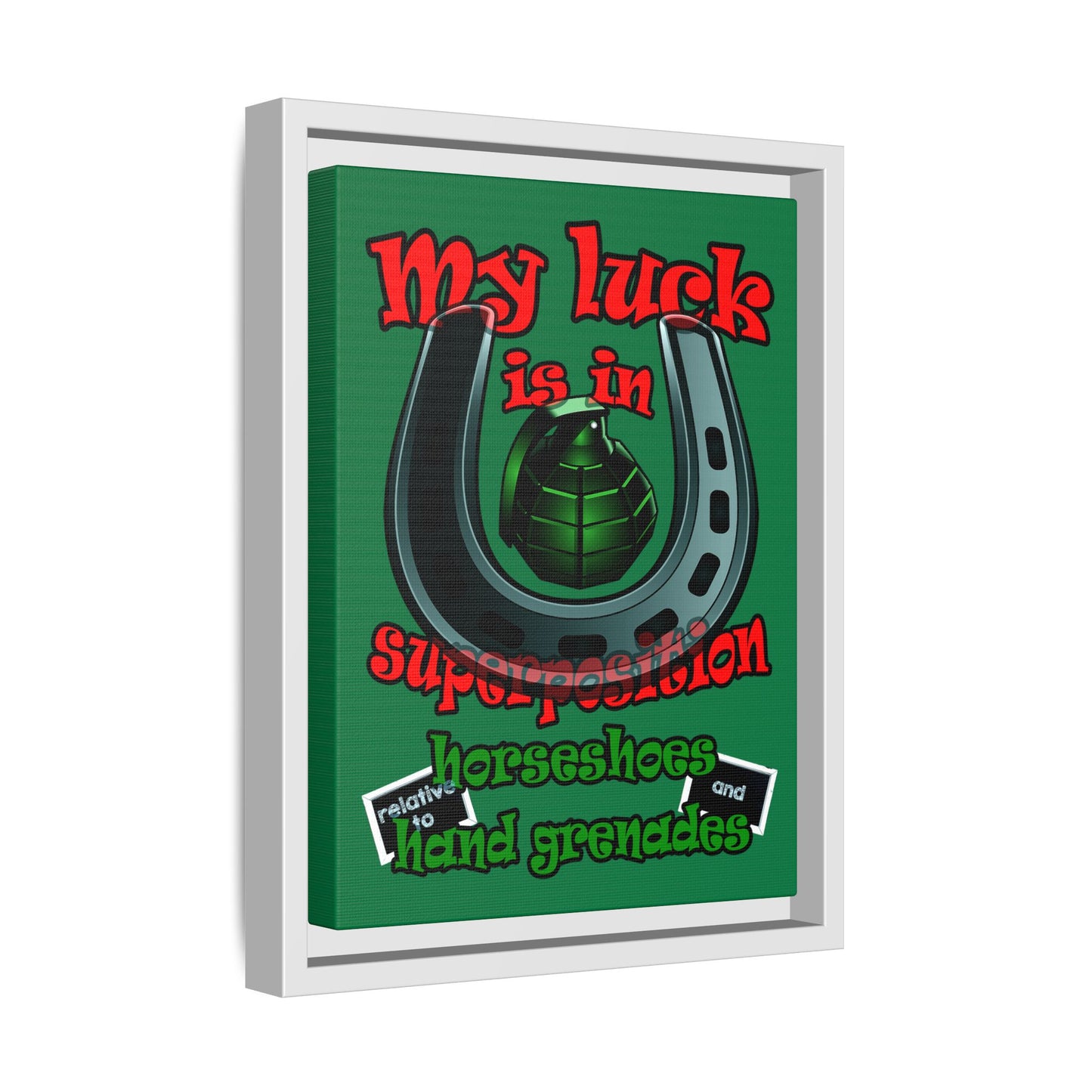 my luck - framed canvas art (dark green)