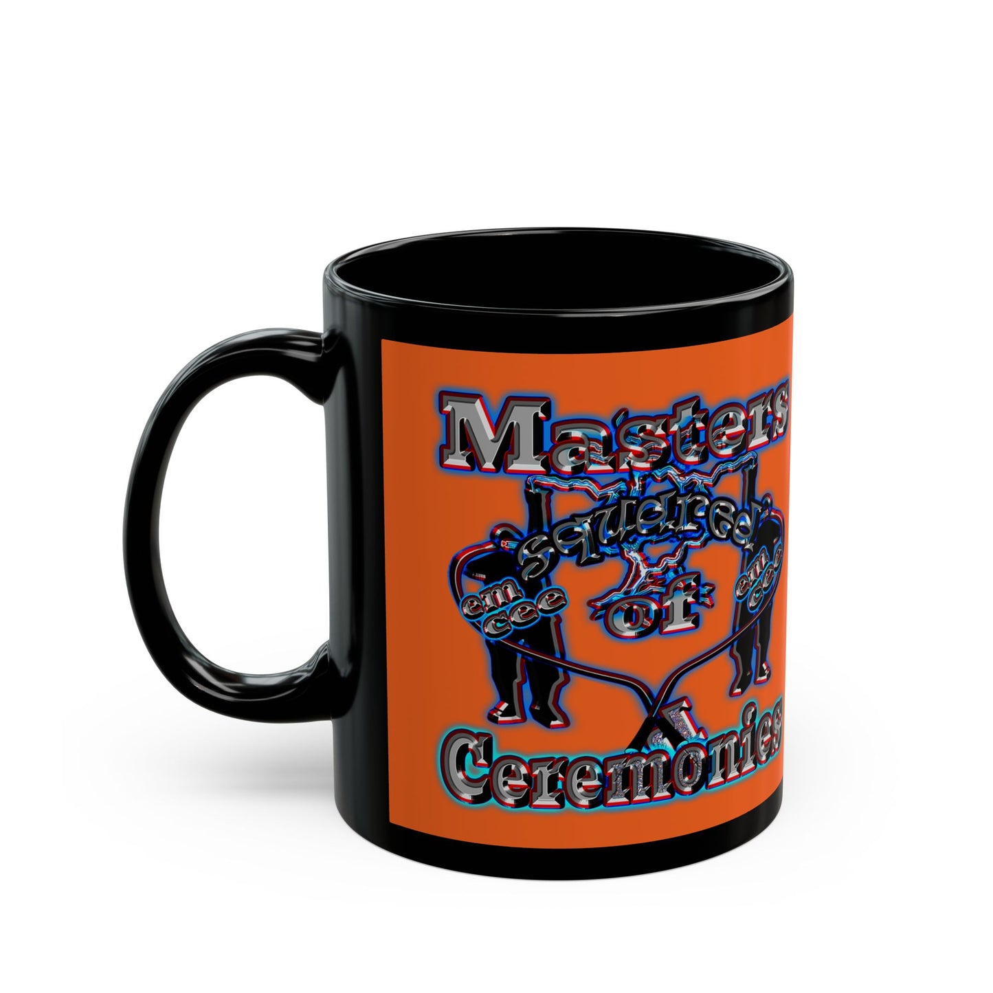 em cee squared - Black Mug (orange)