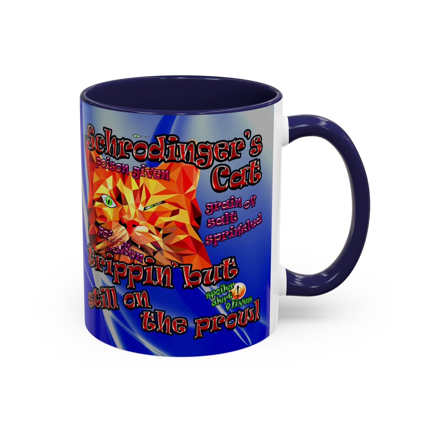 schrodinger's cat - Accent Mug (blue-white wave)