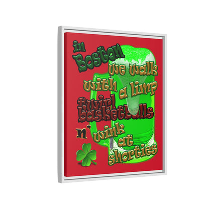 celtics logo - framed canvas art (dark red)