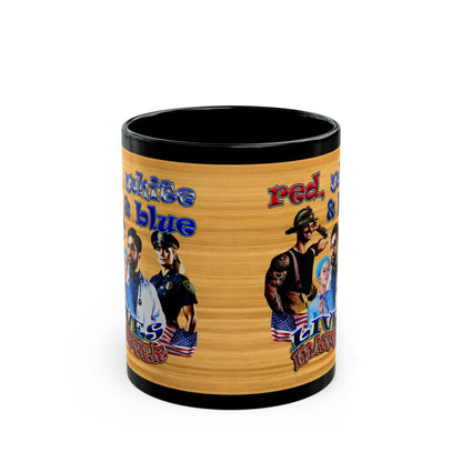 rw&b lives matter - Black Mug (butterscotch wood finish)