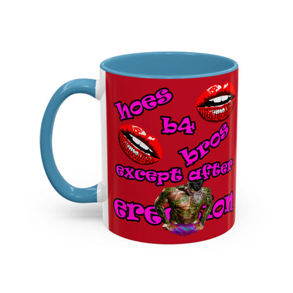 hoes b4 bros - Accent Mug (dark red)