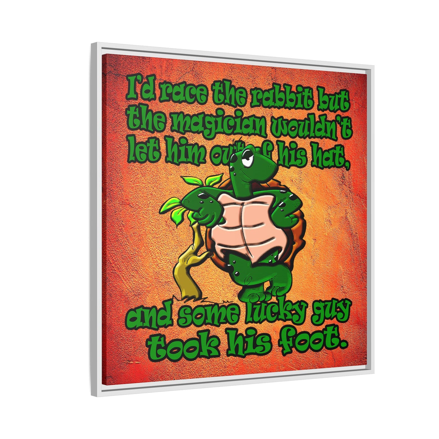 turtle race - framed canvas art (burnt orange)