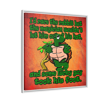 turtle race - framed canvas art (burnt orange)