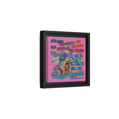 drop the beat - framed canvas art (light pink)